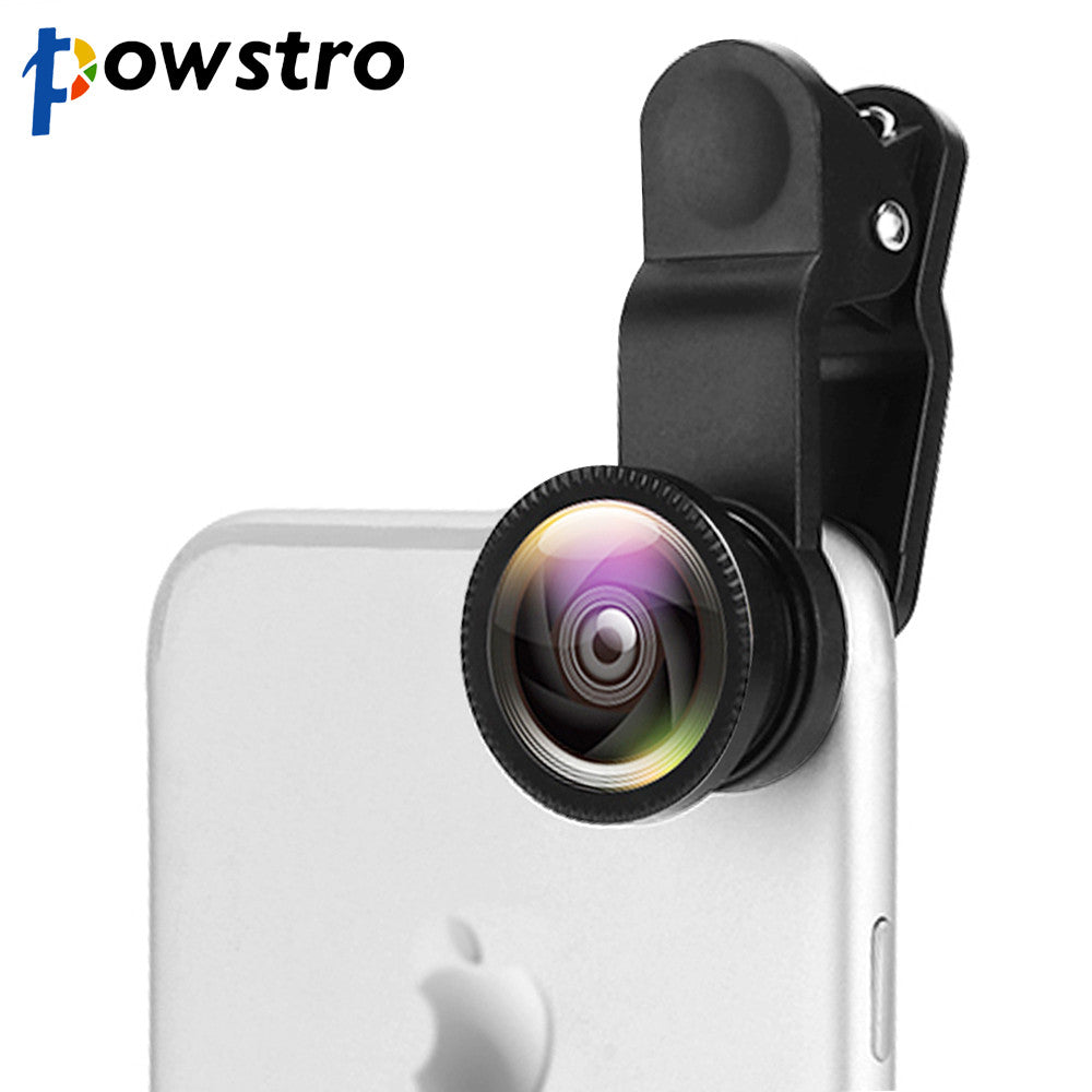 Powstro 3 in 1 Wide Angle Macro Fisheye Lens Camera Mobile Phone Lenses Fish Eye Lentes Universal For iPhone Android Phone